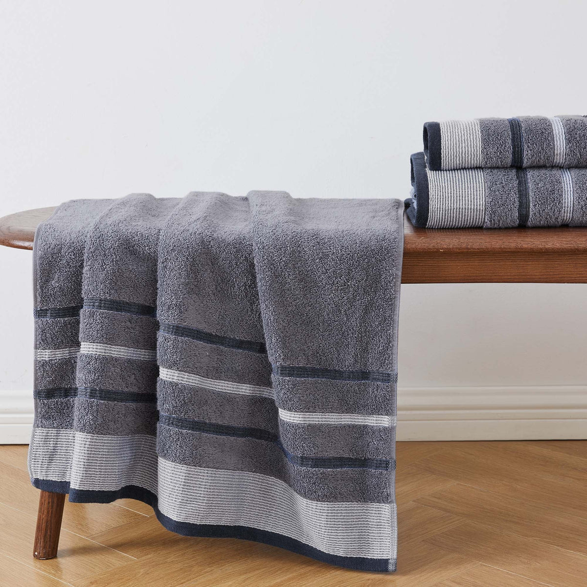 Decorative Cotton Stripe Bath Towel Set - Noelle Collection