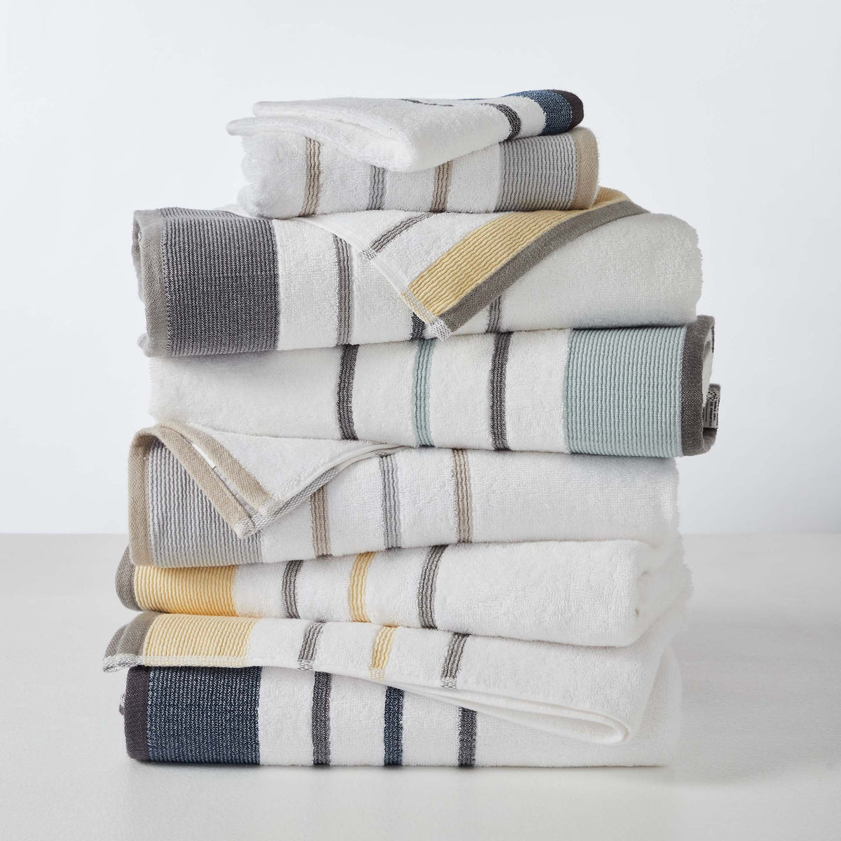 Decorative Cotton Stripe Bath Towel Set - Noelle Collection